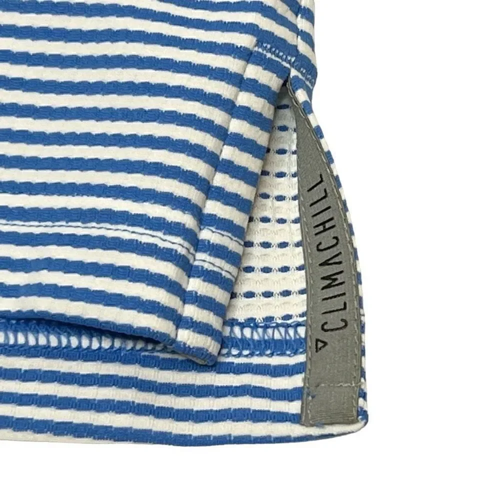 Adidas climachill blue tonal striped golf polo shirt size M